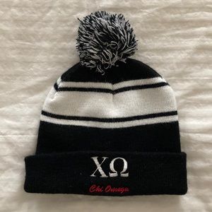 Black and White Chi Omega Winter Hat